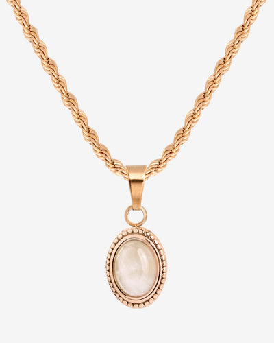Blush Quartz Necklace Rose Gold
