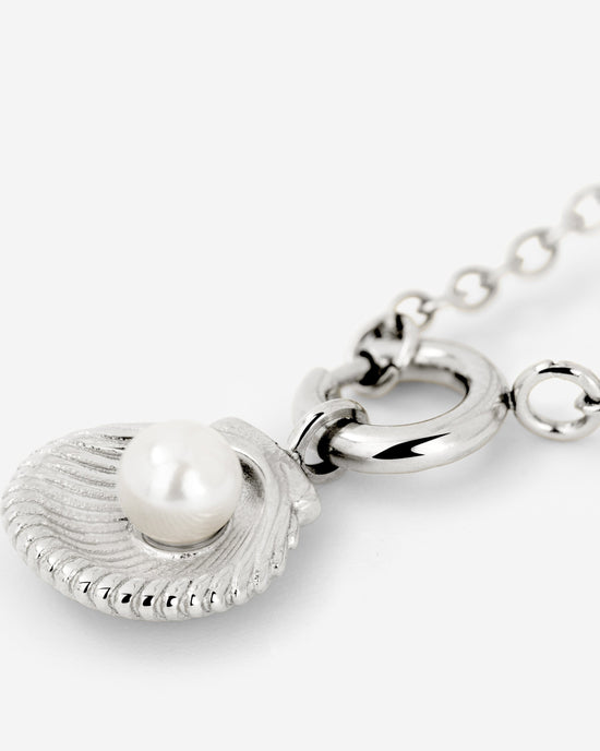 Pearly Shell Classic Chain Necklace Set Silver