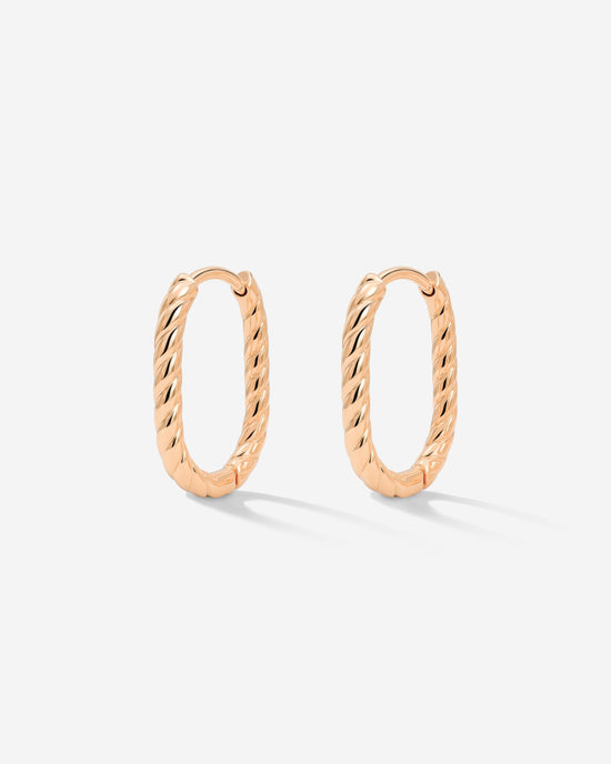 Oval Twisted Hoops Baby Rose Gold