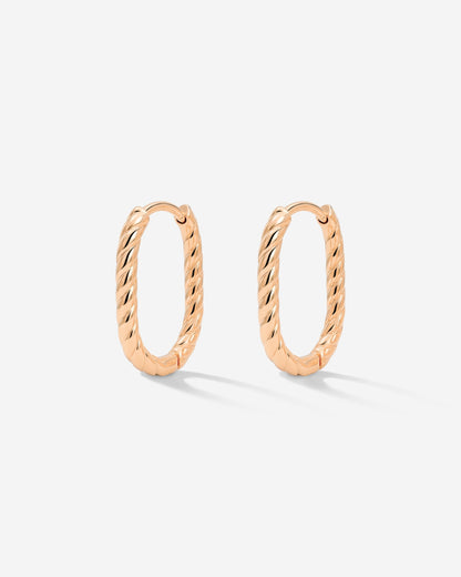 Oval Twisted Hoops Baby Rose Gold