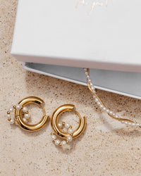 Chunky Pearl 'n' Beads Hoop Set Medium Rose Gold