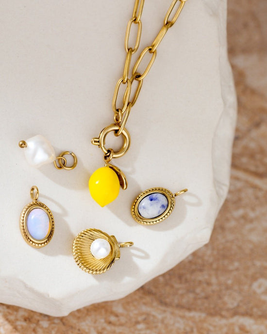 Oval Link Charm Necklace Set