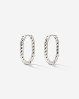 Oval Twisted Hoops Baby Silver