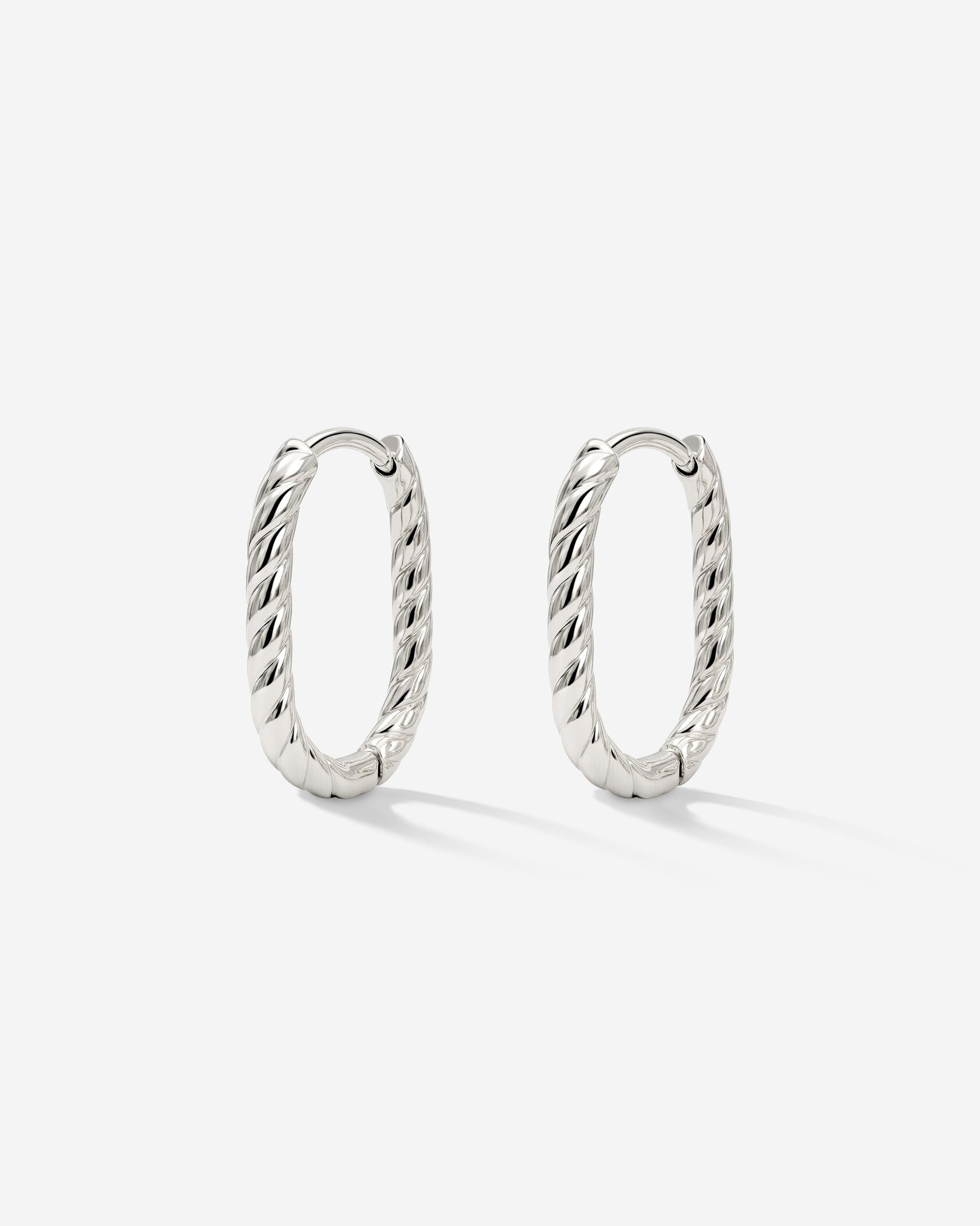 Oval Twisted Hoops Baby Silver