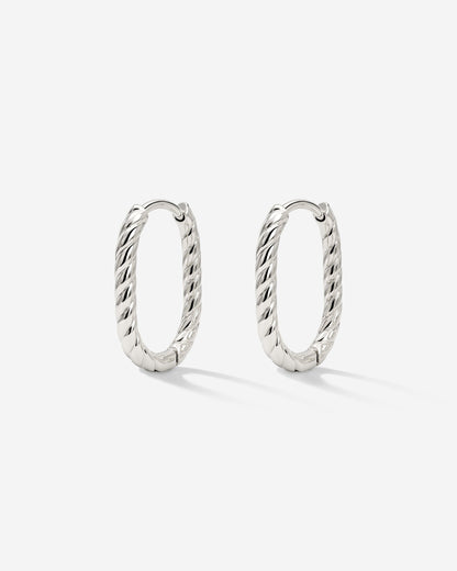 Oval Twisted Hoops Baby Silver