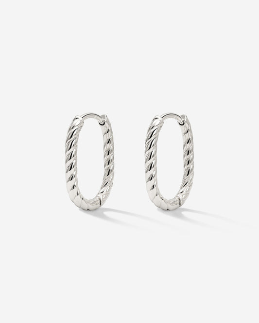 Oval Twisted Hoops Baby Silver