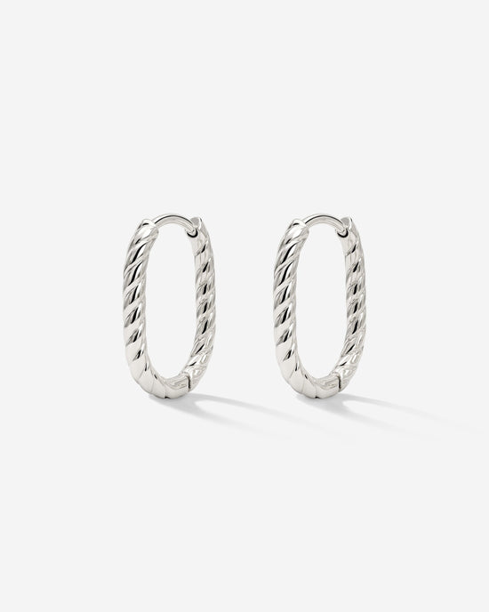 Oval Twisted Hoops Baby Silver