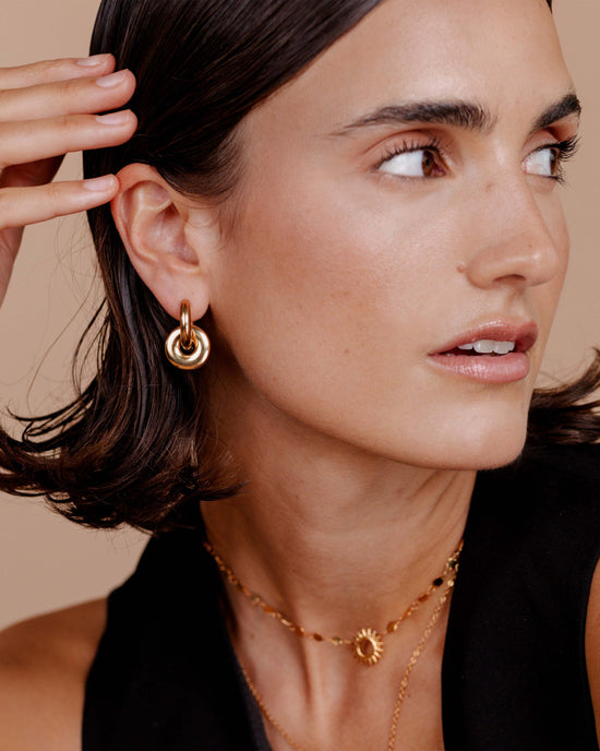 Chunky Sleek Donut Hoop Set Medium Rose Gold
