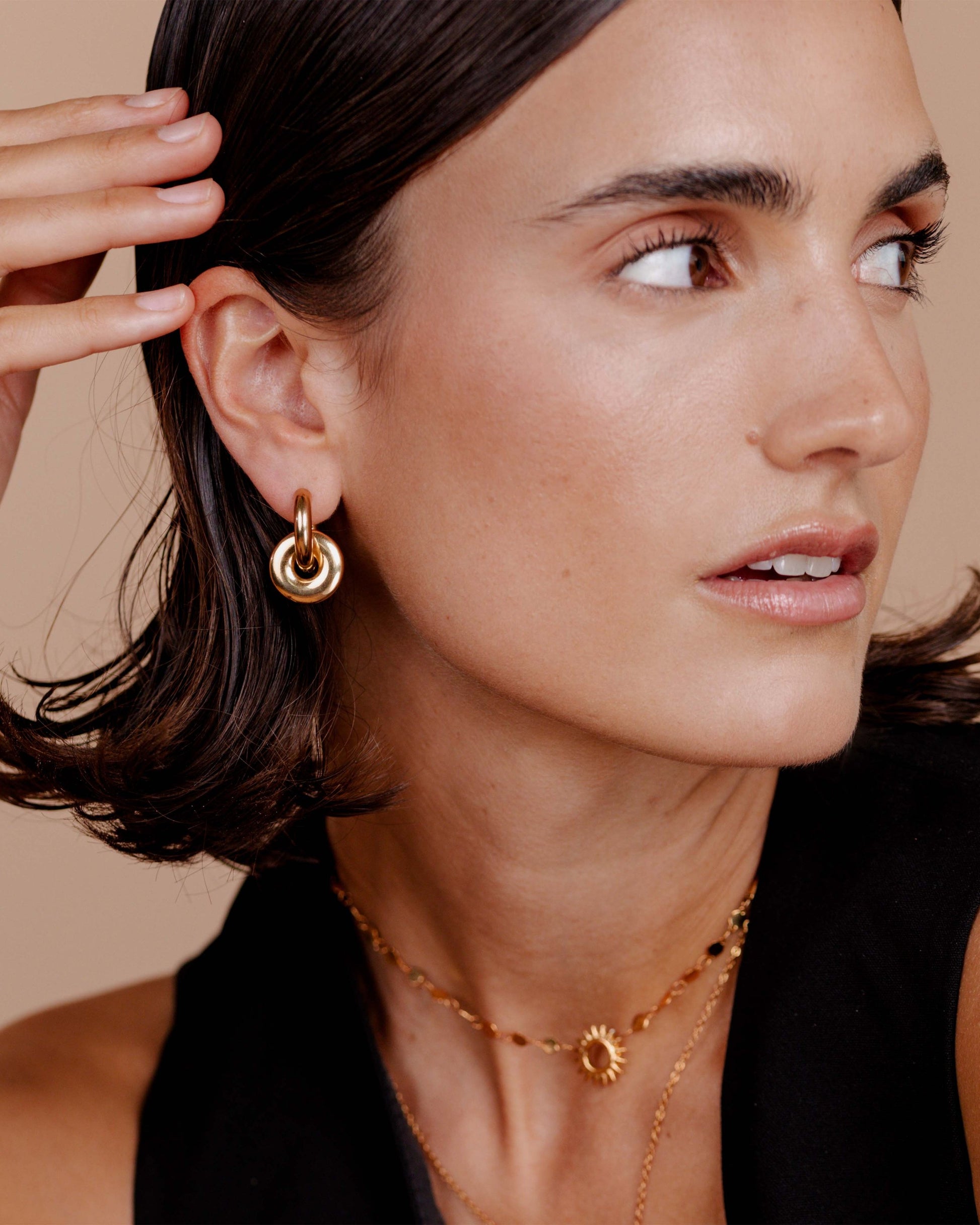 Chunky Sleek Donut Hoop Set Medium Rose Gold