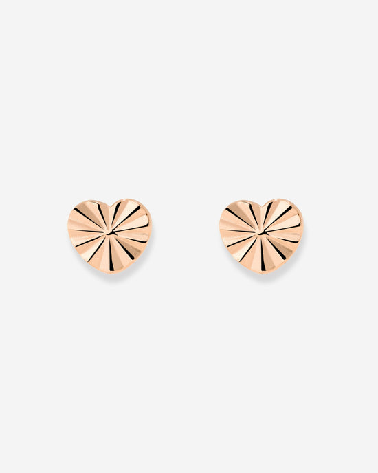 Glass Heart Studs Rose Gold