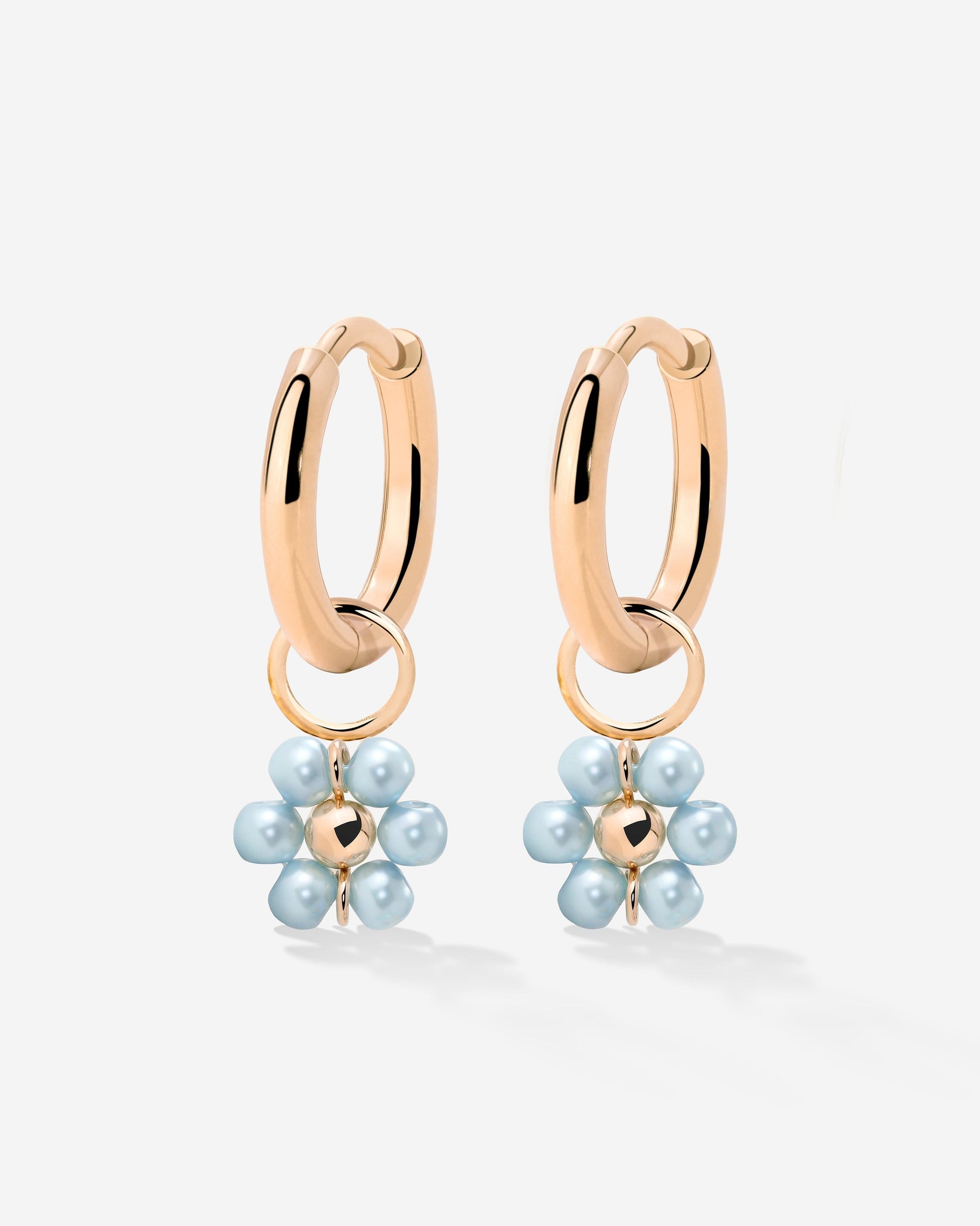 Forever Blue Daisy Hoop Set Small Rose Gold