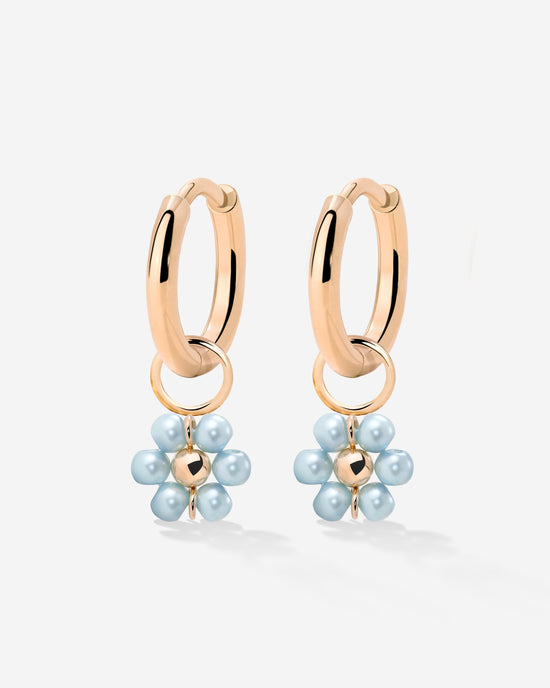 Forever Blue Daisy Hoop Set Small Rose Gold