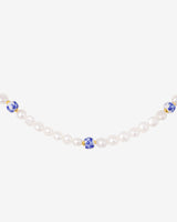 Flower Tile Pearl Necklace Gold