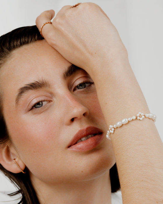 Flowery Pearls Bracelet Rose Gold