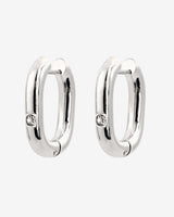 Sparkle Oval Hoops Medium Silver