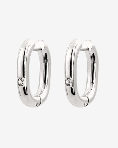 Sparkle Oval Hoops Medium Silver