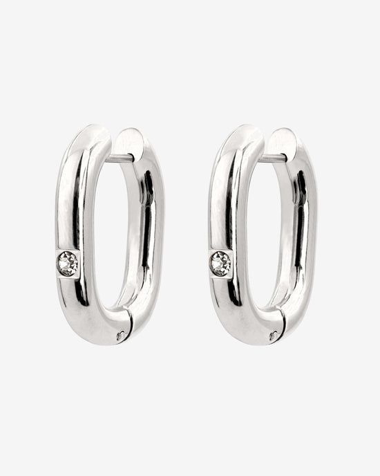 Sparkle Oval Hoops Medium Silver