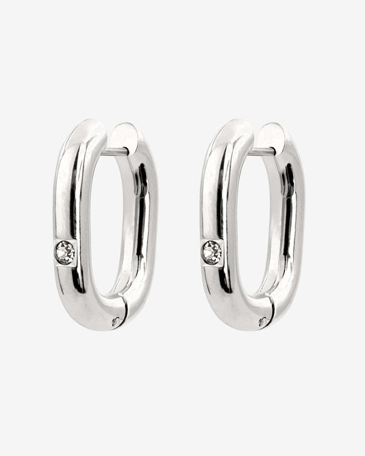 Sparkle Oval Hoops Medium Silver
