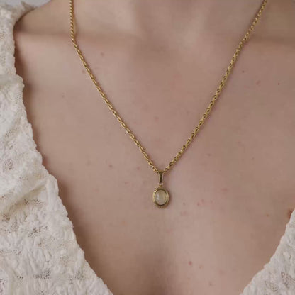 Blush Quartz Necklace Rose Gold
