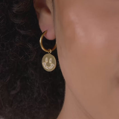 Dazzling Smile Hoop Set Medium Gold