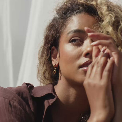 Tiger's Eye Hoop Set Small Rose Gold