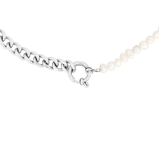 Chain'n'Pearls Necklace Silver