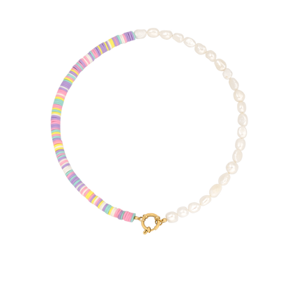 Pastel Pearl Necklace Gold