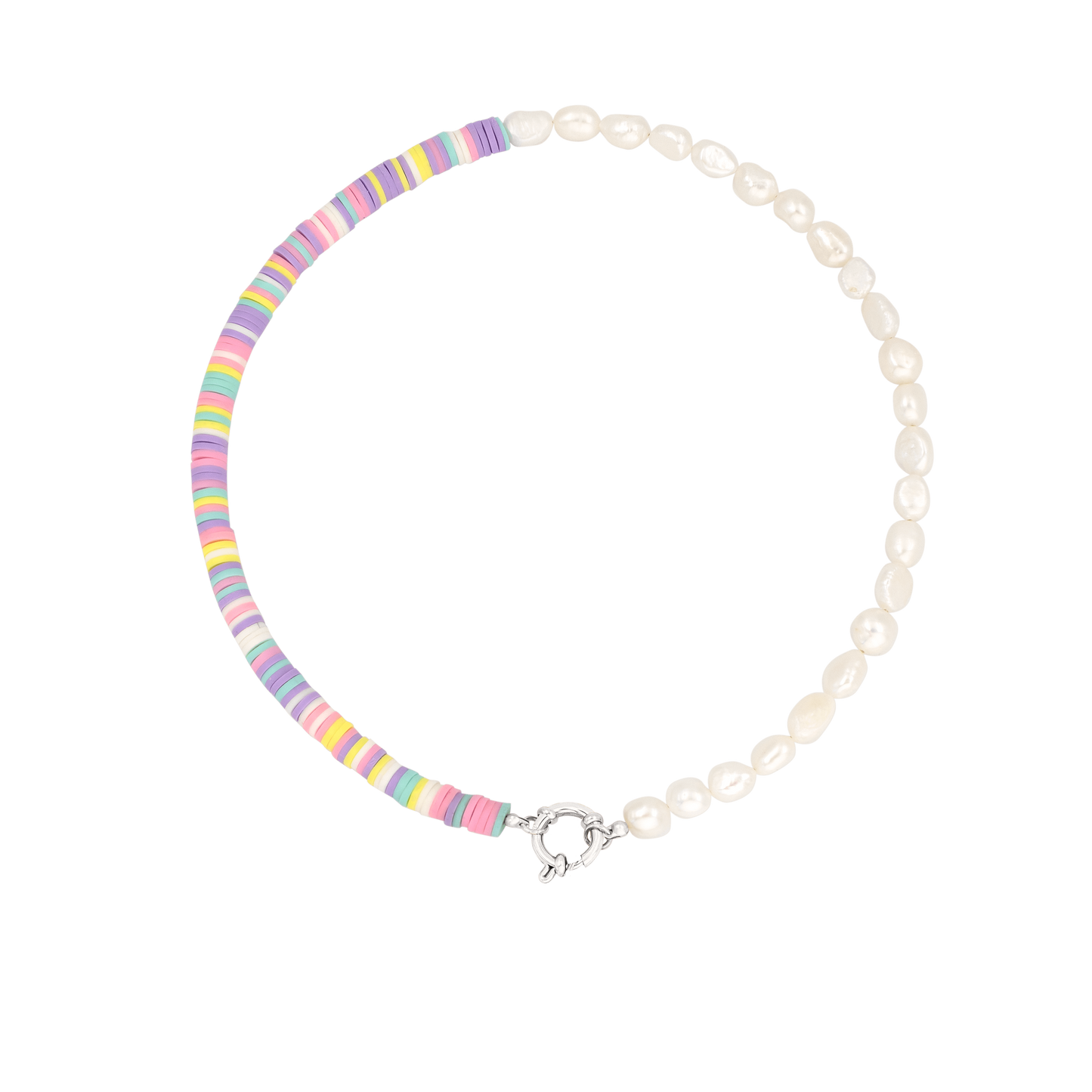 Pastel Pearl Necklace Silver