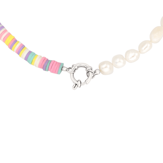Pastel Pearl Necklace Silver