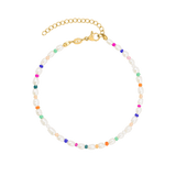 Rainbow Pearl Anklet Gold