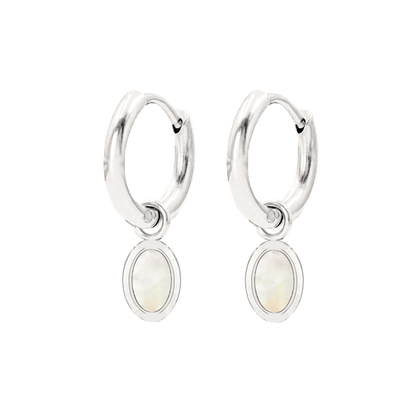 Mother of Pearls Hoop Set Silver