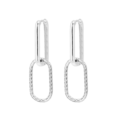 Oval Snake Hoops Silver