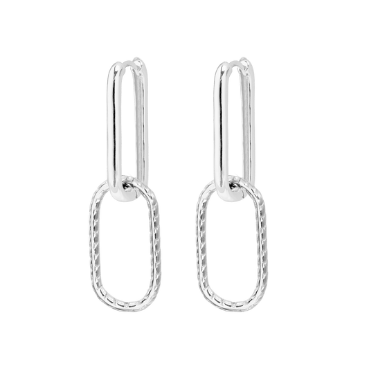 Oval Snake Hoops Silver