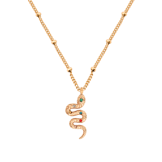 Rainbow Leni Snake Necklace Rose Gold