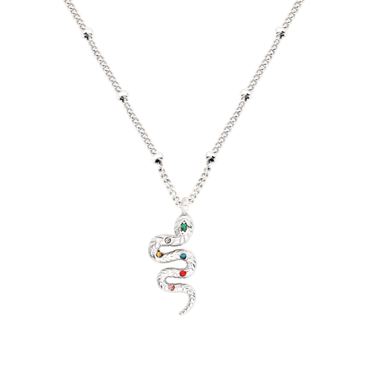 Rainbow Leni Snake Necklace Silver