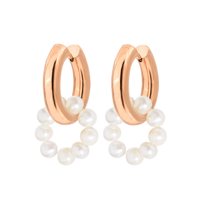 Pearly Donut Hoop Set Rose Gold