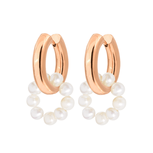 Pearly Donut Hoop Set Rose Gold