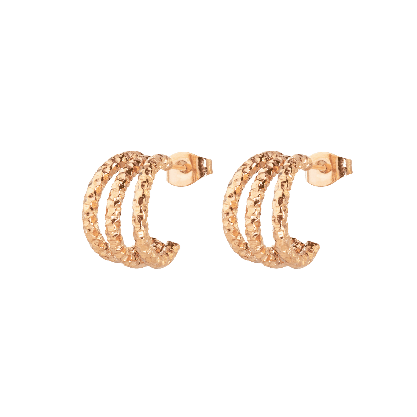 Triple Trouble Studs Rose Gold