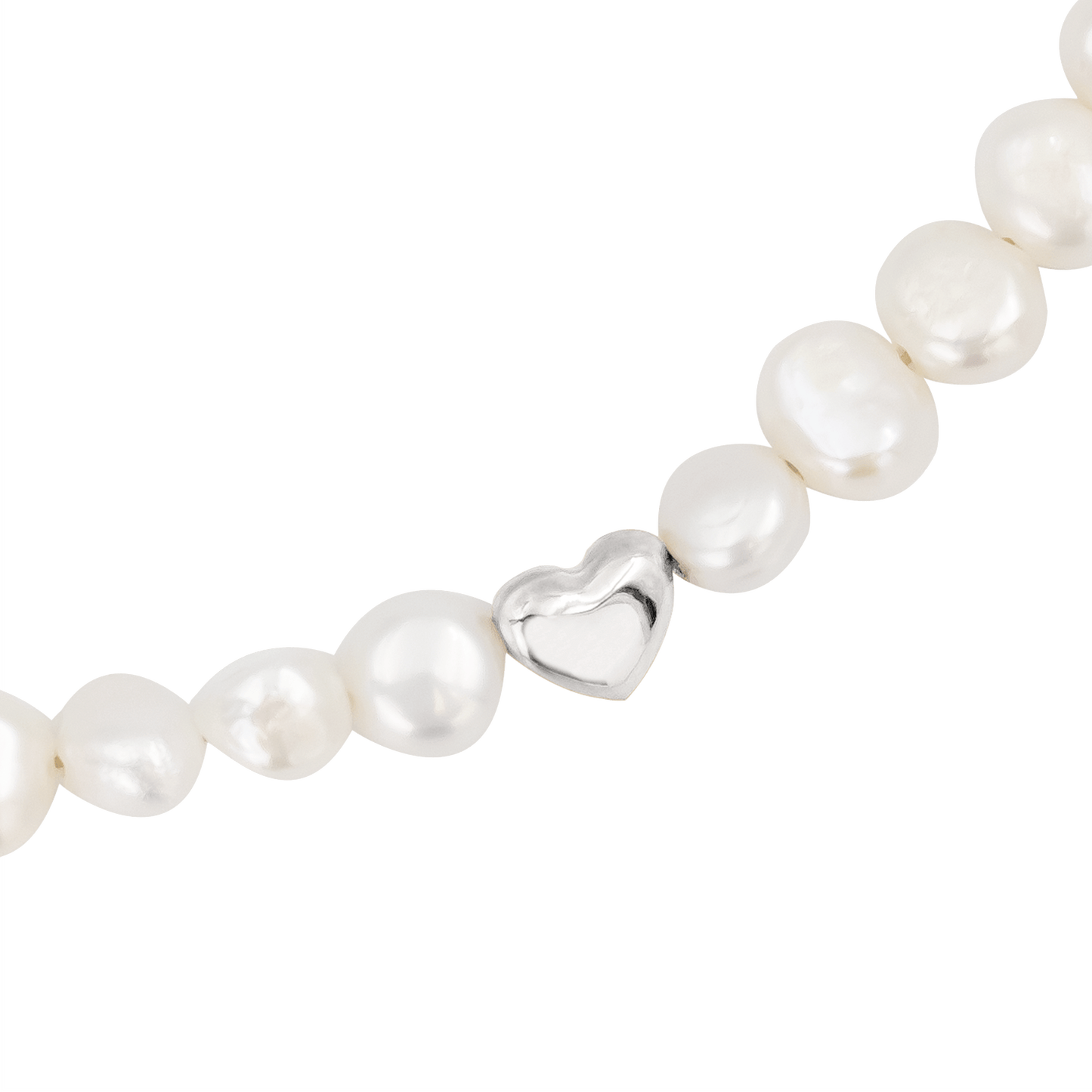 Retro Love Pearl Necklace Silver