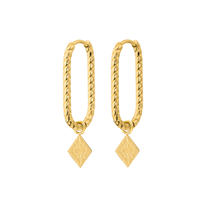 Rombo Oval Twisted Hoops Small Gold