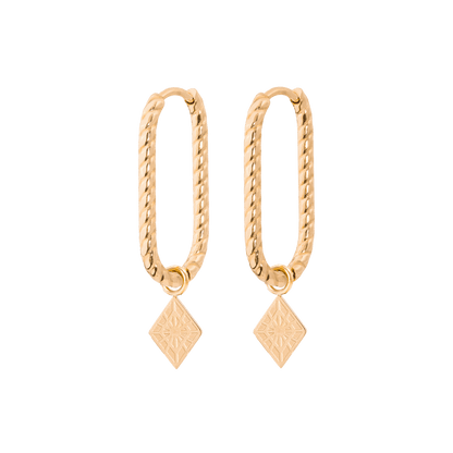 Rombo Oval Twisted Hoops Small Rose Gold