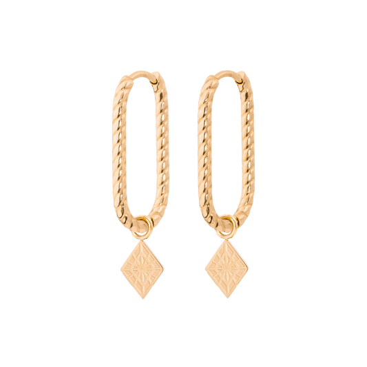 Rombo Oval Twisted Hoops Small Rose Gold