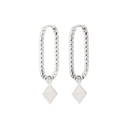 Rombo Oval Twisted Hoops Small Silver