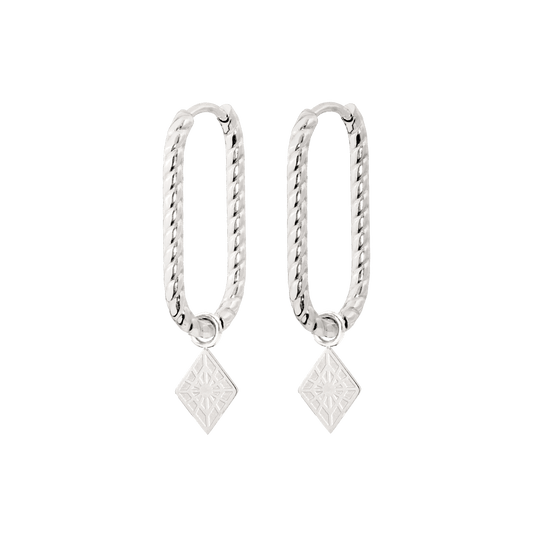Rombo Oval Twisted Hoops Small Silver