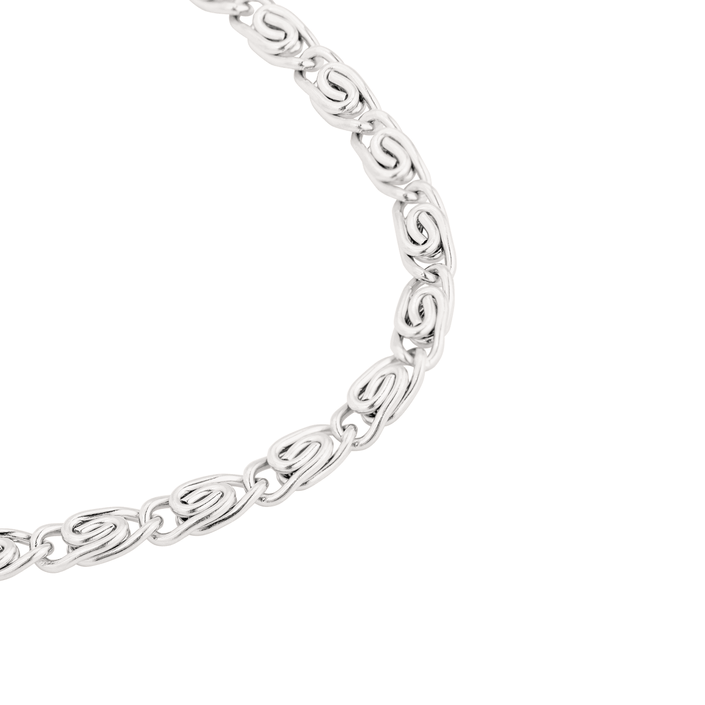 Skinny Scroll Necklace Silver