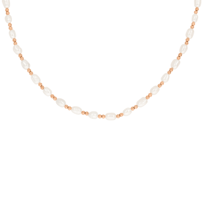 Summertime Pearl Necklace Rose Gold