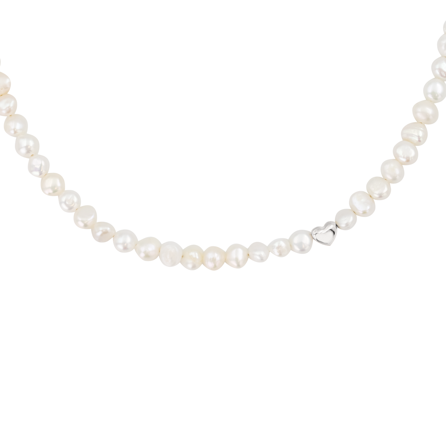 Retro Love Pearl Necklace Silver