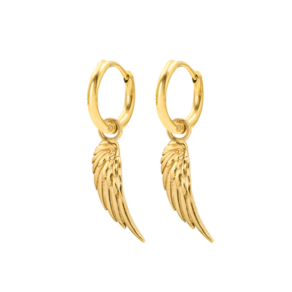 Angel Wing Slim Hoop Set Gold