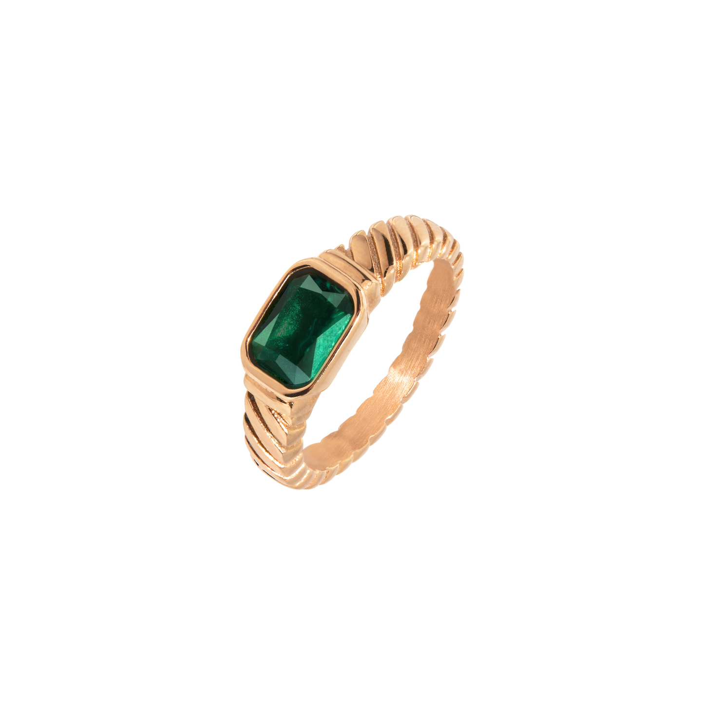 Brilliant Emerald Ring Rose Gold