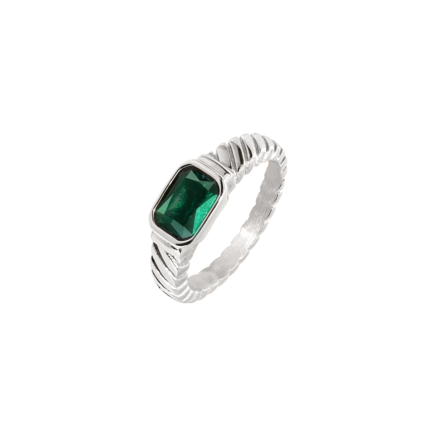 Brilliant Emerald Ring Silver